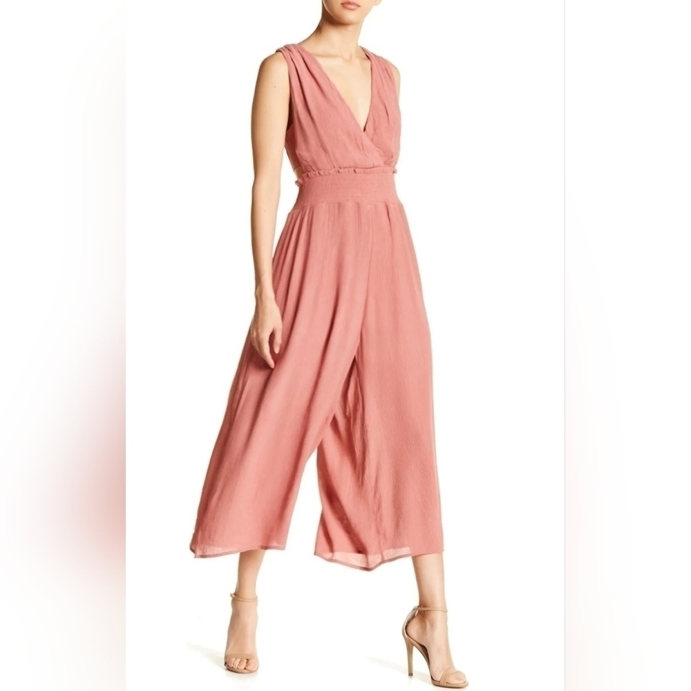 Superfoxx Cutout Wide Leg Jumpsuit Smocked Waist Size Large
